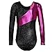 Long Sleeves Rainbow Stripes Starry Sky Dancing Athletic Leotard for Little Girl Black 150(9-10Y)