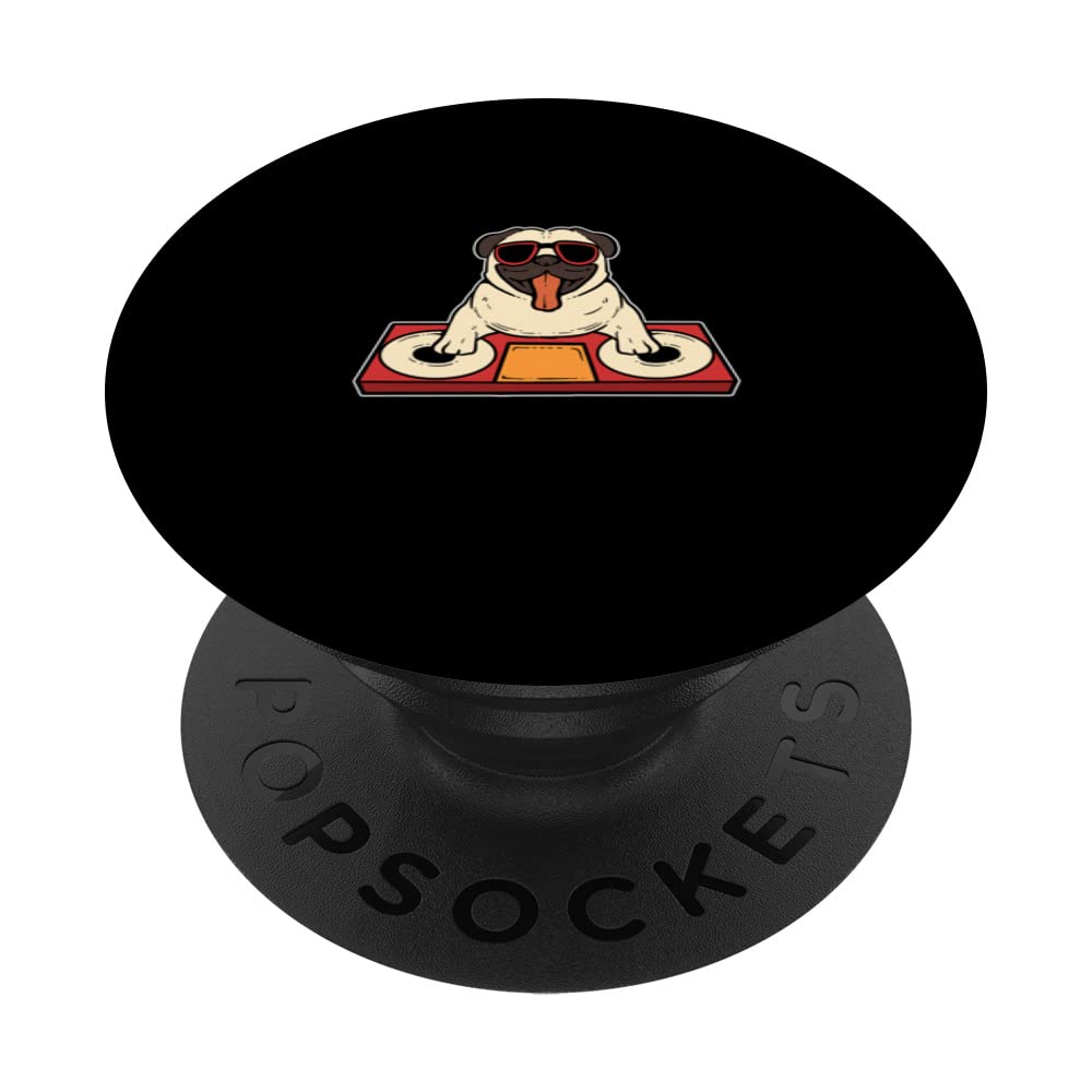 DJ Pug Music Lover PopSockets Swappable PopGrip