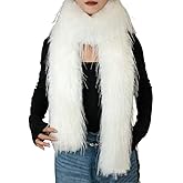 Fluffy Faux Fur Scarf for Women Winter Neck Warmer Long Soft Stole Shawl for Party Halloween Costume Dress Up Accessory