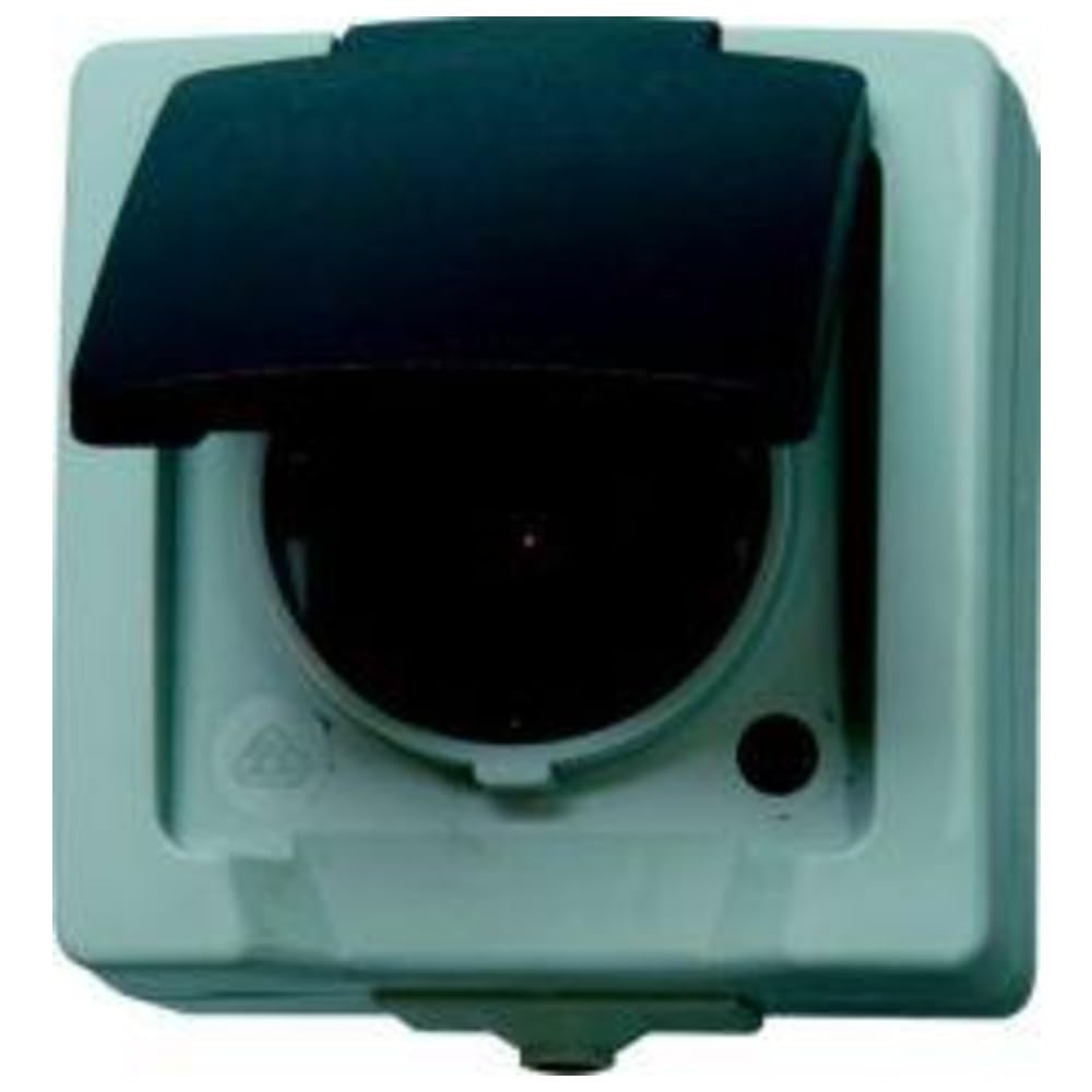 Kopp 107802006 Protective Contact Socket with Lid and Increased Touch Protection Surface-Mounted for Damp Rooms Nautic, grey, 107856005