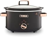 Tower Cavaletto 3.5 L Slow Cooker with 3 Heat Settings Black Rose Gold T16042BLK