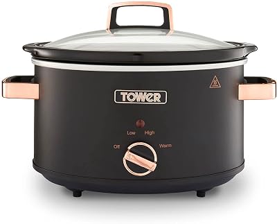 Tower Cavaletto 3.5 L Slow Cooker with 3 Heat Settings Black Rose Gold T16042BLK