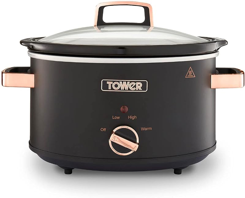Tower Cavaletto 3.5 L Slow Cooker with 3 Heat Settings Black Rose Gold T16042BLK