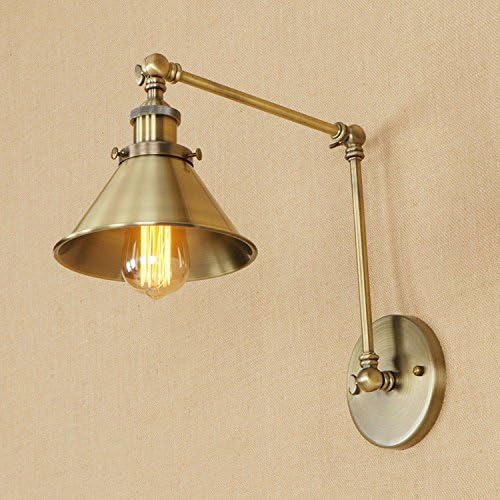 Adjustable Led Wall Light Antique Bronze Retro 2 Swing Arm Gold Wall Lamp E26 Base For Bedroom Kitchen Lighting Wall Sconce Fixture (C Style)
