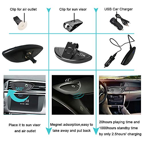 Wireless Car Speakerphone for Sun Visor,Clear Sound Hands Free Bluetooth Car Speaker with Built-in Mic, Support SIRI and Google Assistant for Safe Driving While Calling - Thumbnail 5