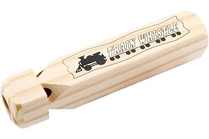 Onwon 1 Pcs Solid Wood Train Whistle 4 Tones Wooden Whistle The Train Themed Party Favors Wood Whistle Conductor Prop Contest or Carnival Prize