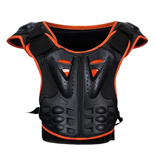Kids Chest Protector Spine Armor Vest with Fluorescent Pads in Front, Children Dirt Bike Body Guard for Skating Skiing Riking, L - Thumbnail 7