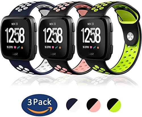Fitbit Versa Bands Hagibis Sport Silicone Replacement Breathable Strap Bands for New Fitbit Versa Smart Fitness Watch (Z-03 -C)