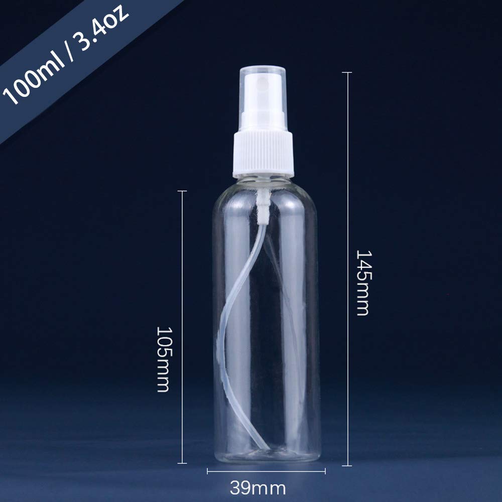 Spray Bottle Masqudo 3.4oz/100ml Clear Empty Fine Mist Plastic Mini Travel Bottle Set Spray Bottles for Essential Oils Perfumes Cleaning Products Aromatherapy (3Pack) : Beauty