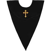 Gradwow V-Shape Church Stole with Embroidery Cross, Unisex Solid Color Stole for Church Clergy Choir Robe Accessories