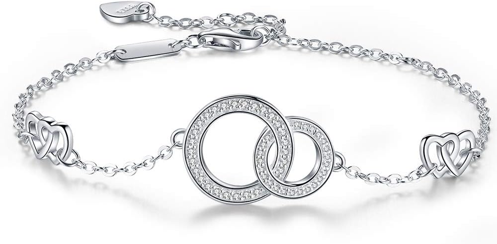 Mother Daughter Bracelet 925 Sterling Silver Adjustable Bracelets Gifts for Women Girls Girlfriend