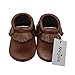 Mejale Baby Soft Soled Leather Moccasin Tassel Slip-on Infant Toddler Shoes Prewalker(24-36 mo/6.3in, Brown)