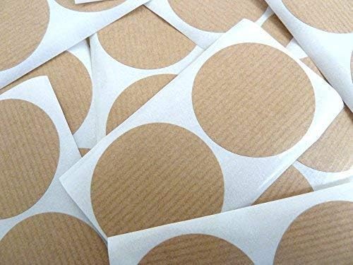 Mini Sticker Pack, Light Brown, Kraft Stickers, 50mm Circular, Round Self-Adhesive Labels, 50 millimetres