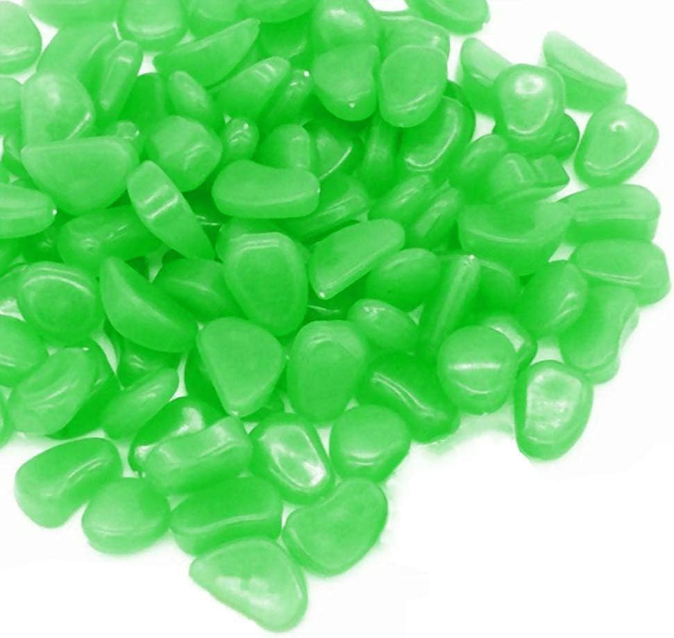 Wady 100 Pcs Glow in the Dark Luminous Pebbles for Walkway or Fish Tank decorative stones Green