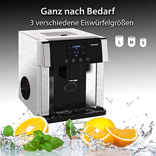 Syntrox Germany Digitaler Eiswürfelbereiter mit Eiswasserfunktion Eiswürfelmaschine IC-150W LCD Turku – Bild 5
