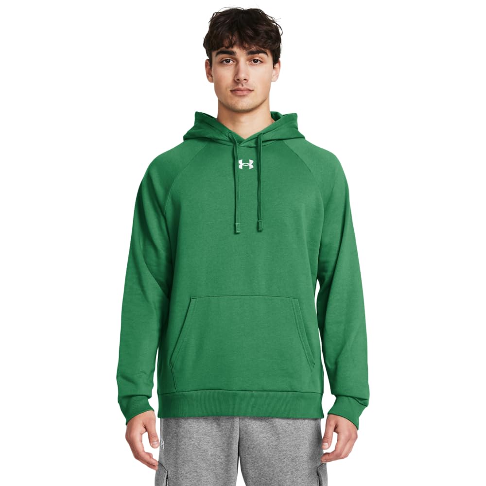 Under Armour Men's Rival Fleece Hoodie, (305) Team Kelly Green / / White, Small Image