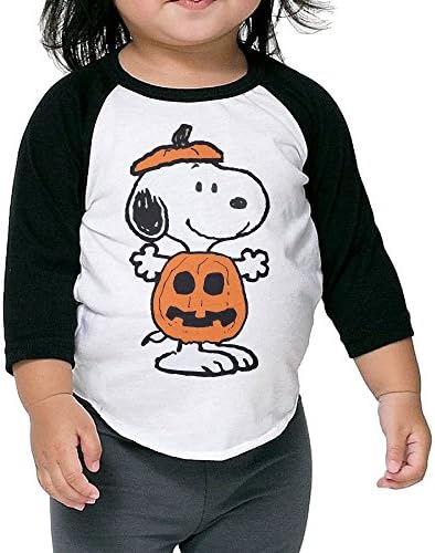 BABBY Halloween Snoopy Kids Toddler 3/4 Sleeves Baseball T Shirt Unisex Black