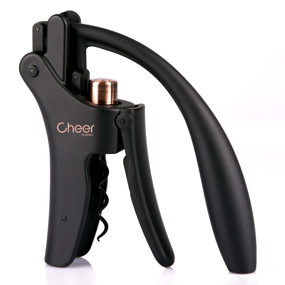 CHEER MODA Screwpull Levers - Professional Compact Vertical Corkscrew, Elegant Shaduf Screwpull Wine Bottle Opener, Manual Wine Cork Remover with Removable Foil Cutter and Extra Spiral