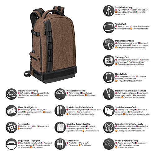 Pedea DSLR-Kamerarucksack Fashion Fotorucksack für Spiegelreflexkameras mit wasserdichtem Regenschutz und variabler… – Bild 4