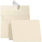 Cream Folded Blank Cards and Envelopes, Goefun 4.25 x 5.5 Ivory Cardstock and A2 Envelopes Self Seal 100 Pack for Wedding, Invitations, DIY Greeting Cardstock, Thank You Cards & All Occasion