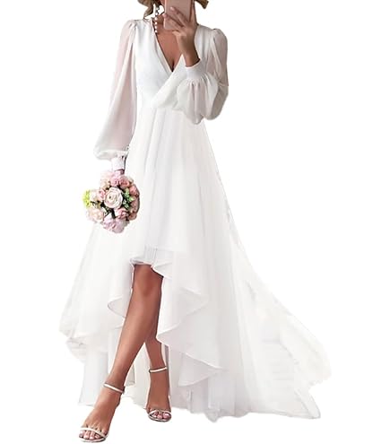 white tea length dress with sleeves A-Line Satin Tea-Length Little COCOMELODY CW3384, 20 Days / Ivory / Custom Size Perfect for bridal showers Ivory Jacquard V-neck Long Sleeve