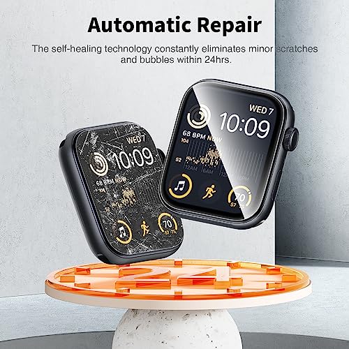LK 4 Pack Screen Protector for Apple Watch Series 9 8 7 45mm/ Series SE3 SE2 SE 6 5 4 44mm, High Definition, Bubble Free, Clear Flexible TPU Film, Easy Installation, for iWatch 44/45mm