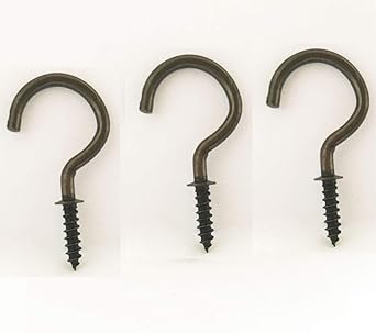 Antique Brass Ceiling Hooks Screw Cup Hook Bronze 20 Pack 1 Inch