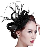 Fascigirl Sinamay Fascinator Hat Feather Party Pillbox Hat Flower Derby Hat for Women