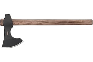 CRKT Berserker Axe: Two Handed Outdoor Axe, Forged 1055 Carbon Steel Blade, Hickory Handle 2736