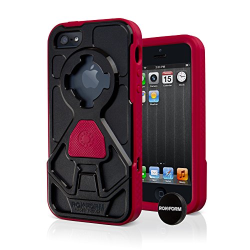 Rokform Rokshield iPhone 5/5s/SE Dual Layer Protective Case and Universal Magnetic Car Mount. Made in USA (Red/Black)