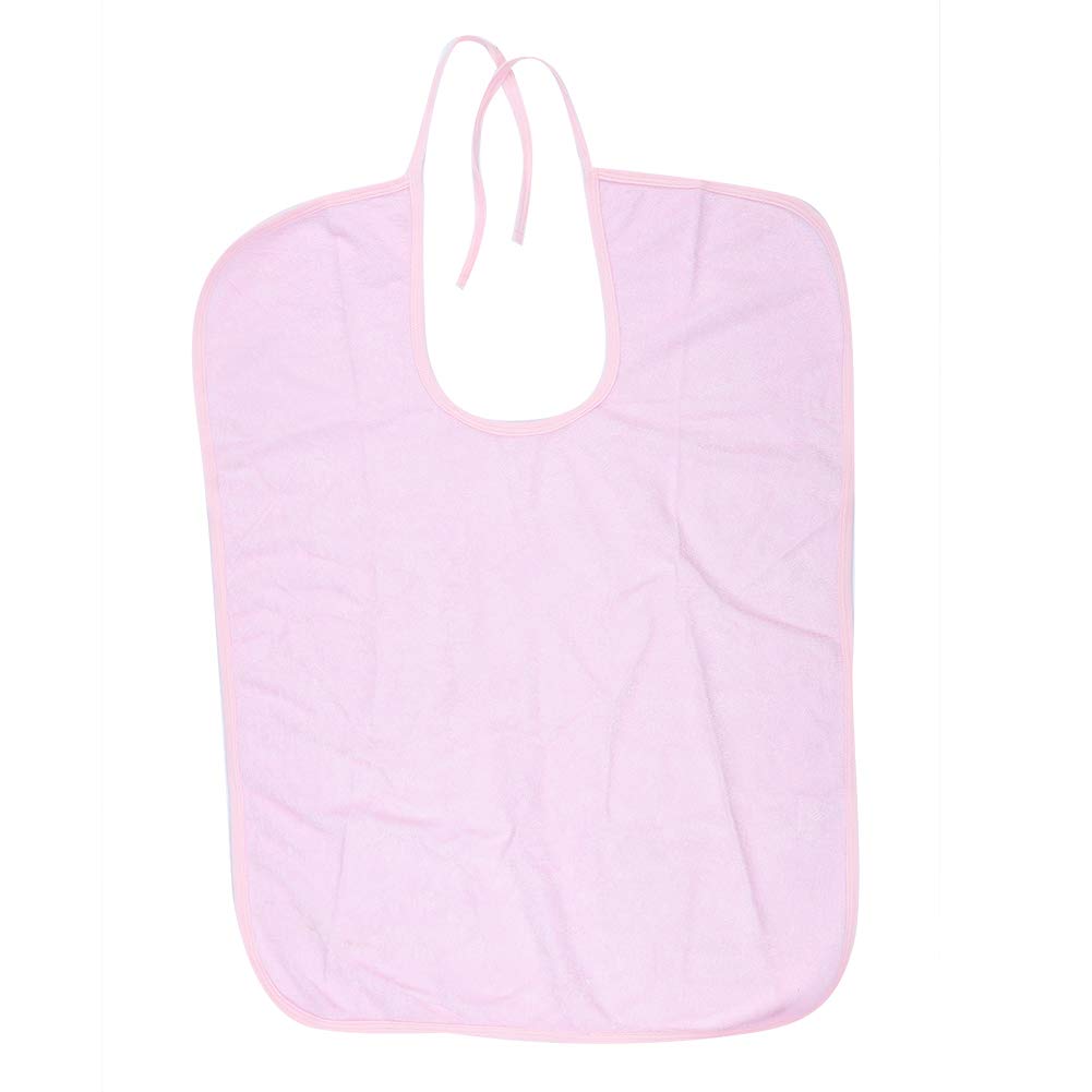 2 Color 3 Size Adult Bib, Elderly Waterproof Bib, Adult Mealtime Saliva Towel Dining Apron Clothes Bamboo Protector (M-Light Pink)