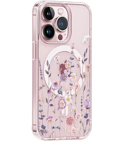 KANGHAR Magnetic Made For IPhone 16 Case Clear Compatible With MagSafe Flowers Floral Pattern Soft TPU Bumper ShockPlusof Anti-Scratch Phone Cover For IPhone 16 Cases(A