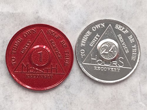 Set of 12 Aluminum AA Medallions Chips 24 Hours Months 1-11 Alcoholics Anonymous Medallion Chip Bulk Lot - Thumbnail 3