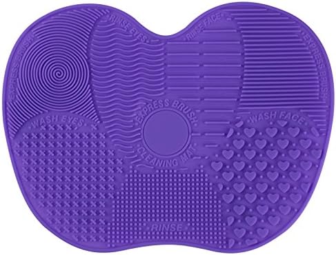 Silicone Makeup Brush Cleaning Mat Washing Tools Hand Tool Large Pad Sucker Scrubber Board Washing Cosmetic Brush Cleaner Tool (Purple)