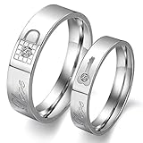 LAVUMO Couples Rings His Hers Wedding Ring Sets Engagement Anniversary Promise Band Stainless Steel Lock & Key