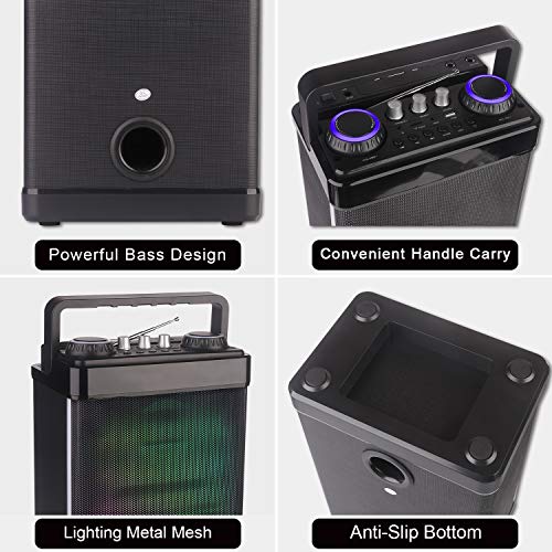 RHM K112 Karaoke Machine with 6 Color Change, Portable Bluetooth