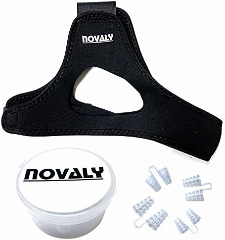 Novaly Premium Anti-Snoring Chin Strap For Men and Women, Snoring Device For Deep REM Sleep Fits All Head Sizes Prevents Mouth Snoring, BONUS 4 Different Size Nose Vents Improve Air Flow Through Nose