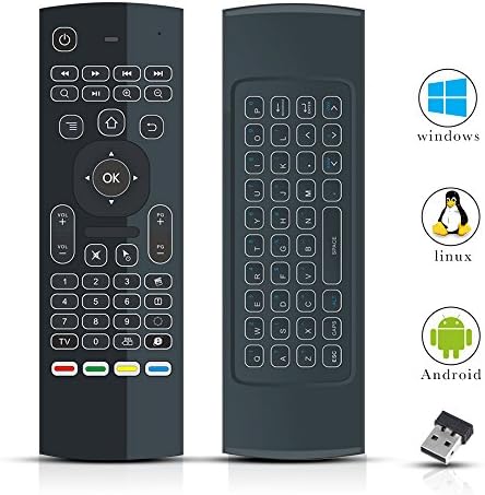 Air Mouse Remote for Smart TV, Wireless Mouse and Keyboard Combo with Backlit Remote Contols for PS3, PS4, Android, Windows - Black