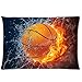 Tt-shop Soft Zippered Pillowcase Pillow Case Cover Flaming Basketball Fire and Water Fashion Design 12 x 20 Inches