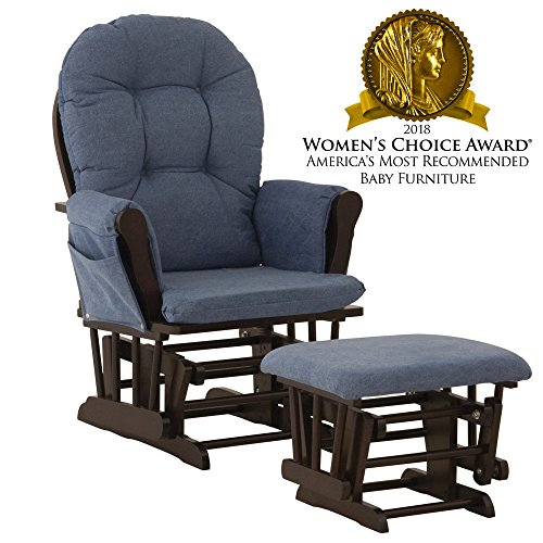 Storkcraft Hoop Glider and Ottoman, Espresso/Denim Pricepulse