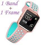 Fitbit Blaze Bands Small, JAKPAS Silicone Replacement Sport Band with Rose Gold Frame for Fitbit Blaze Smart Fitness Watch (Pink/Bright Green)