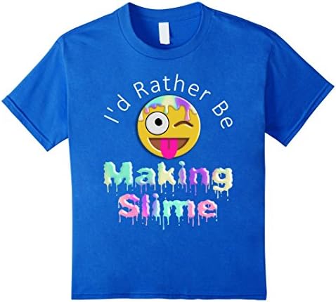 unisex-child Slime Emoticon I'd Rather Be Making Slime Funny T-Shirt 12 Royal Blue