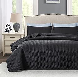 Maple&Stone Quilt Set King Size, Lightweight Black