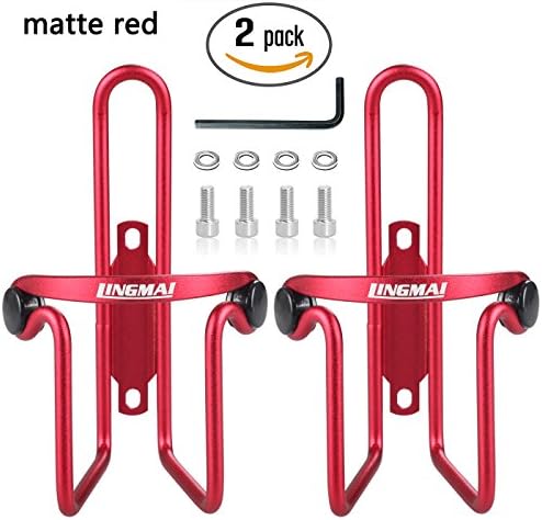 Bike Matte Water Bottle Cages, LINGMAI Basic MTB Bike Bicycle Alloy Aluminum Lightweight Water Bottle Holder Cages Brackets (Matte Red)