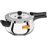 Prestige Deluxe Alpha Svachh Stainless Steel Pressure Cooker with Alpha Base and Deep Lid for Spillage Control, (4.0 L Junior Handi)