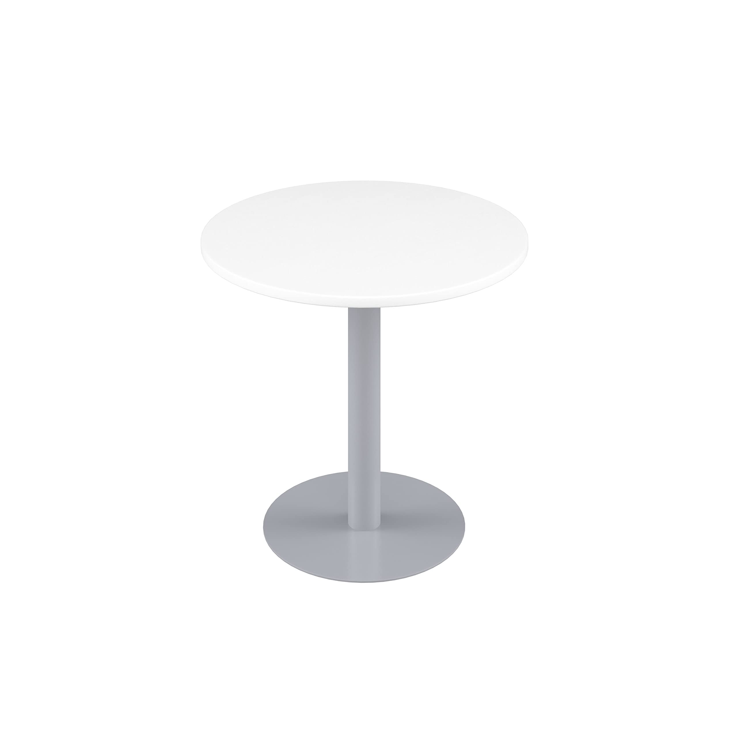 Office Hippo Circular Office Table, Sturdy & Robust Mid-Height Table Desk, Circular Work Table For Home Office, Versatile Desk Table For Canteen, Reception Area, 5 Year Guarantee - White / Silver
