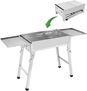 AZCSPFALB Tragbarer Klappgrill | Grill Klappgrill | Picknickgrill | Holzkohlegrill | Gesundheit und Sicherheit | Standgrill | Edelstahl | Partygrill | für 5-10 Personen | 61 * 33 * 67CM