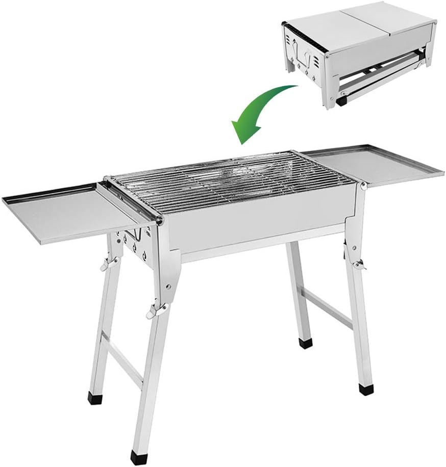 AZCSPFALB Tragbarer Klappgrill | Grill Klappgrill | Picknickgrill | Holzkohlegrill | Gesundheit und Sicherheit | Standgrill | Edelstahl | Partygrill | für 5-10 Personen | 61 * 33 * 67CM