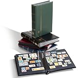 Lighthouse 64-Black Page Leather Stamp Stockbook LZS4/32N Green