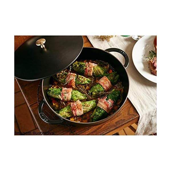 STAUB Cast Iron Sauté Pan, Chistera Lid, Round, 3.7 L, Black, 33 x 31 x 9.5 cm